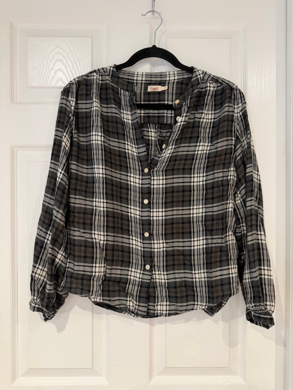 Faherty Drift Plaid Button-Up Shirt in Timberwood Plaid Size S Modal Linen - Picture 3 of 9